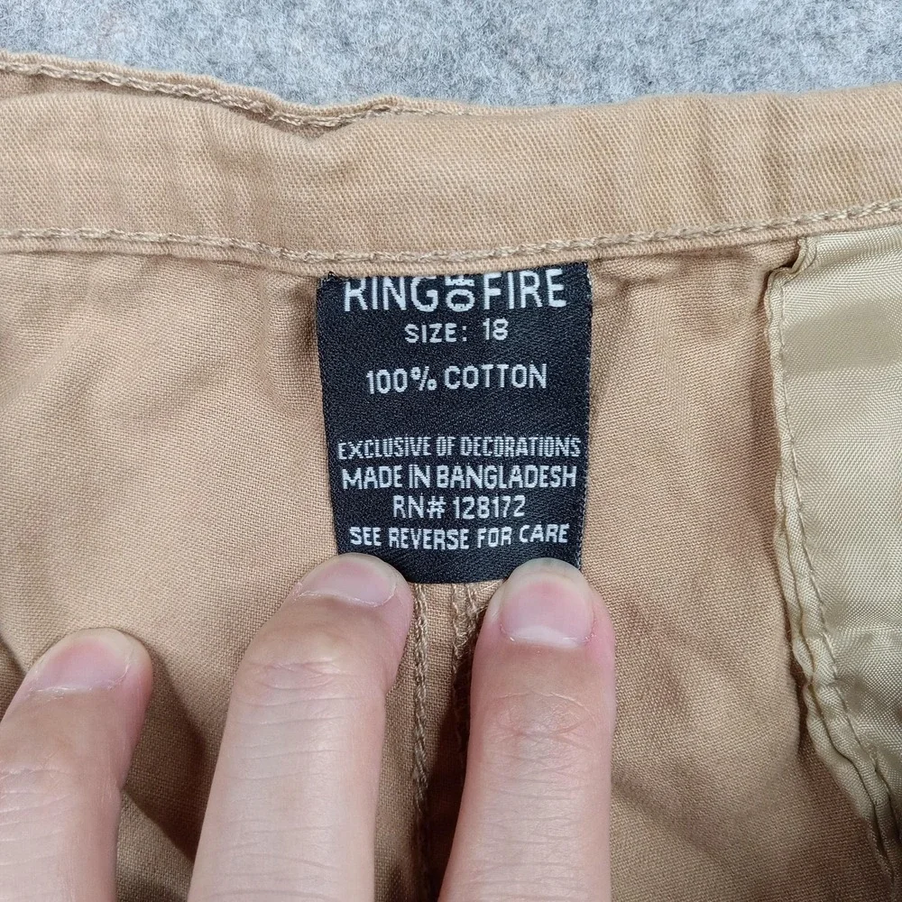 Ring‎ of Fire Shorts Boys 18 Khaki Cargo Utility Pockets Casual Beige Summer